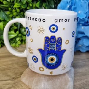 Caneca Mão de fátima azul