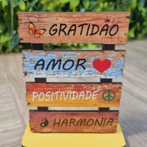 Placas Decorativas MDF - Gratidão, Amor, Positividade e Harmonia
