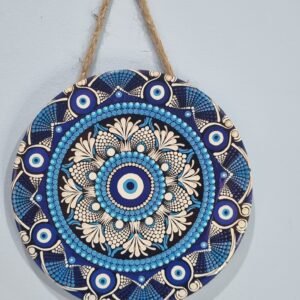 Plaquinhas em Porcelana Parede - Olho Grego Flor Branca