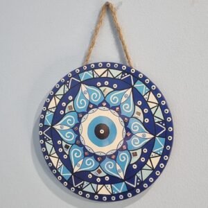 Plaquinhas em Porcelana Parede - Mandala Flor e Olho Grego